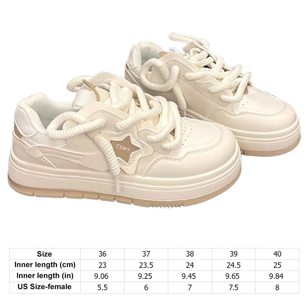 Star Walking Sneakers Casual Sport Shoes Thick Sole Aesthetic Tennis Shoes Non-Slip Skateboard Shoes for Outdoor Sports