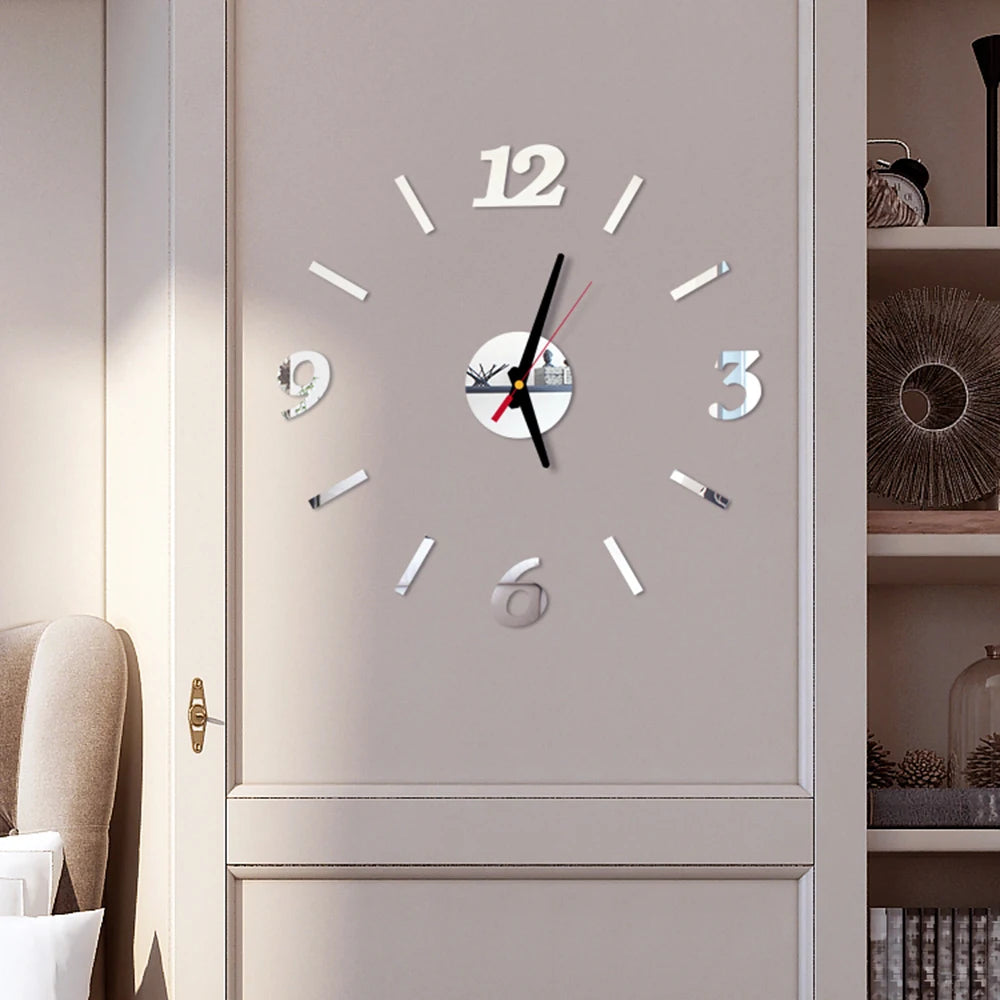 Fashion DIY Luminous Wall Clock For Living Room Design Europe Clock Stickers Acrylic Mirror Clocks Decorative Home Quartz Watch