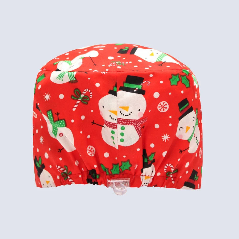 Santa Claus Print Surgical Caps Christmas Scrub Hats Dental Hospital Nurse Headwear Durable Medical Caps Soft Cotton K1093