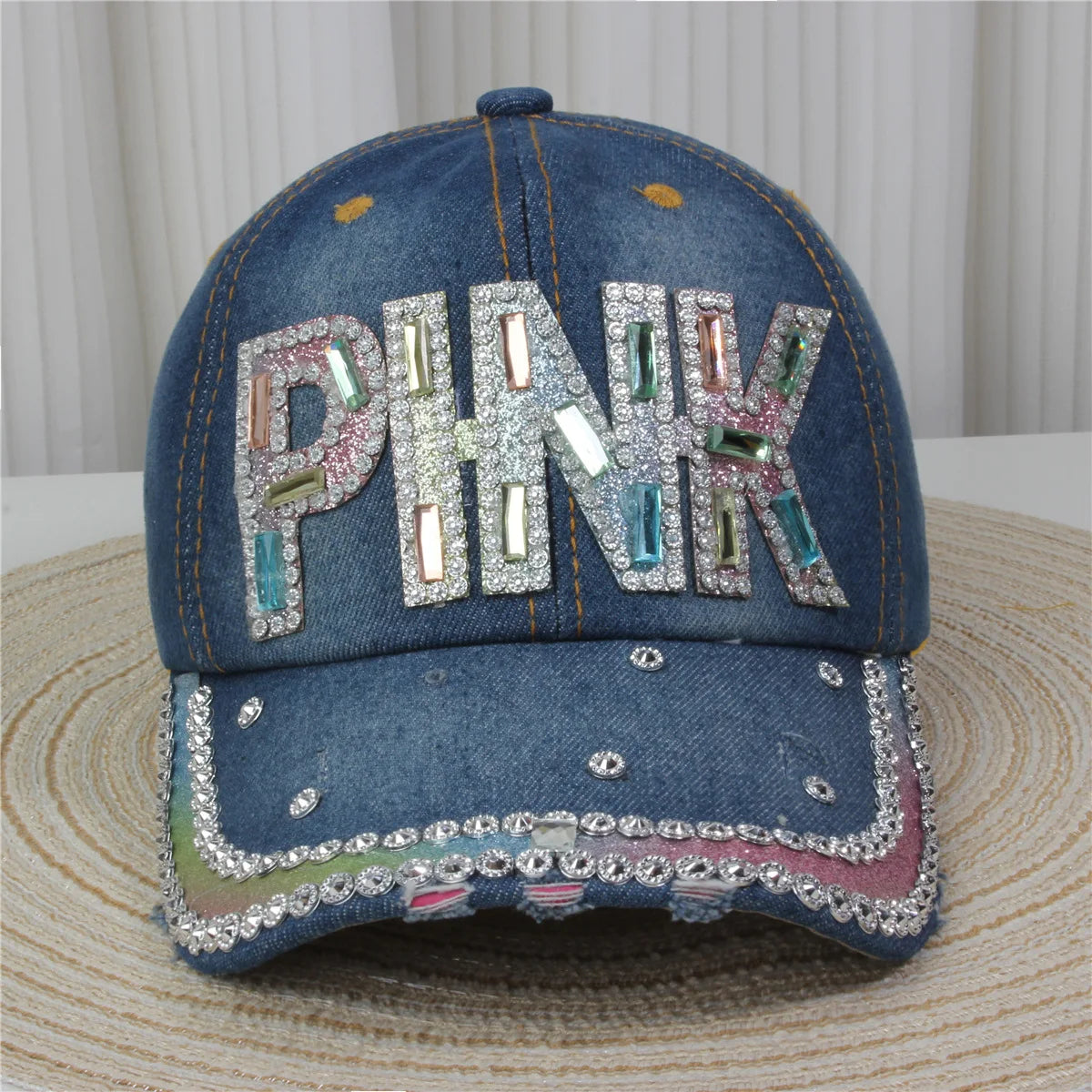 Women's Baseball Cap Diamond Painting Embroidery Flower Denim Snapback Hats Jeans Woman Female Cap Cowboy Summer Sun Hat