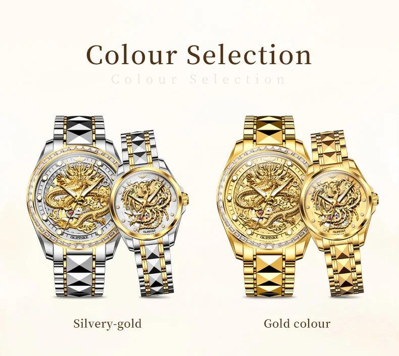 OUPINKE 3276 Couple Watches Luxury Brand Gold Wristwatches for Women Men Tungsten steel Sapphire Mirror Lover's Watches NEW