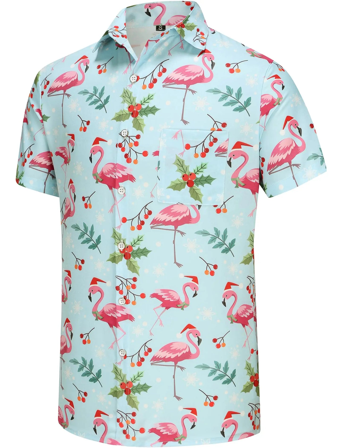 KYKU Hawaiian Shirts for Men Santa Claus Party Casual Button Down Short Sleeve Shirt with Pocket