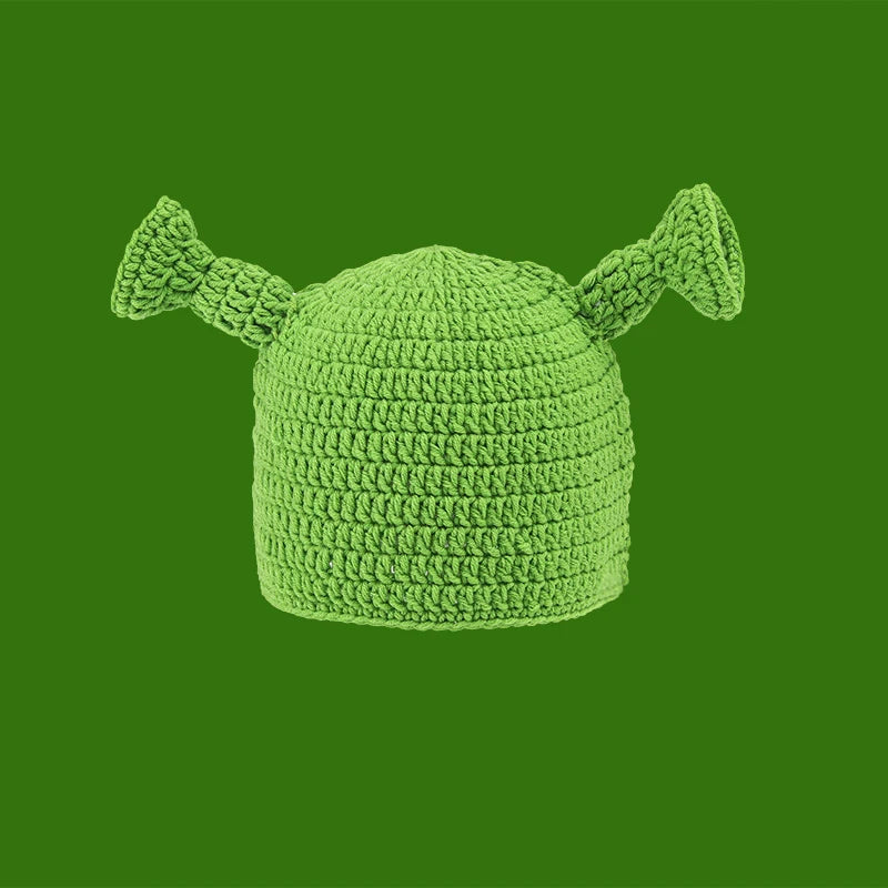 2022 New Balaclava Monster Wool Winter Knitted Devil Hats Halloween Christmas Gifts Winter Warm Green Party Funny Cap Shrek Hat