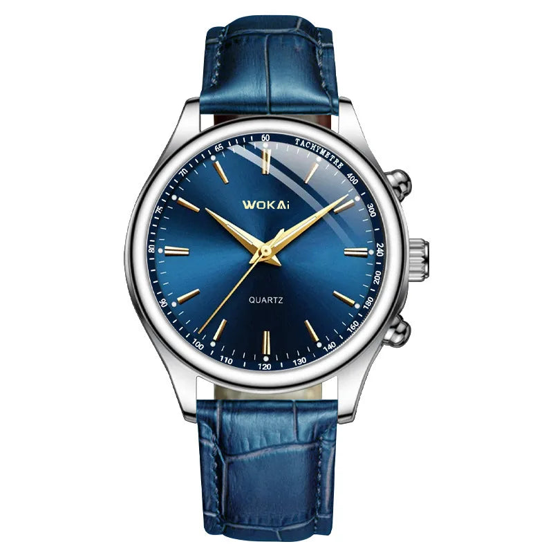 Fashion Male Clock Mens Casual Wristwatch Elegant Blue Quartz Leather Strap Watches Clock Gift Masculino Relogio Reloj Hombre