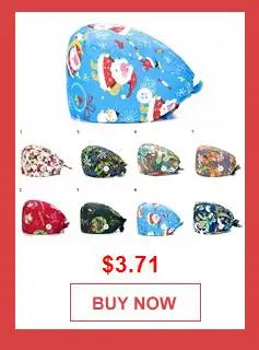 New Christmas Scrubs Caps Santa Claus Print Cap Pet Grooming Agency Work Scrubs Hat Beauty Work Hats Lab Nursing Cap