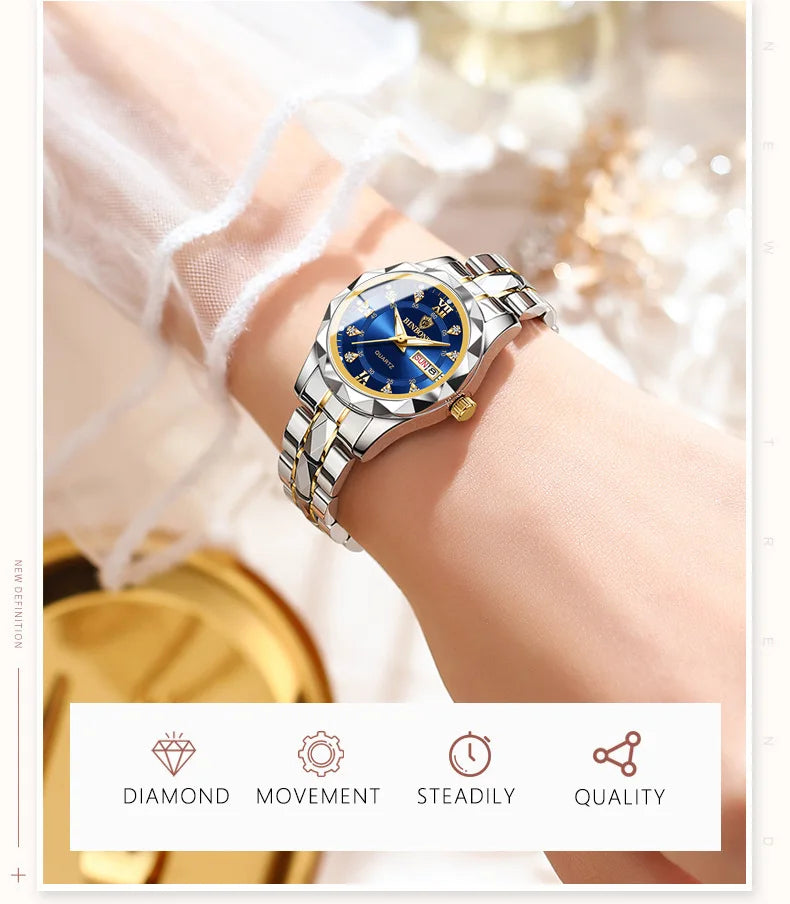 BINBOND B2521 Top Brand Luxury Fashion Business Womens Quartz Watches 30M Waterproof Week Date Clock Sport Womens Wristwatch