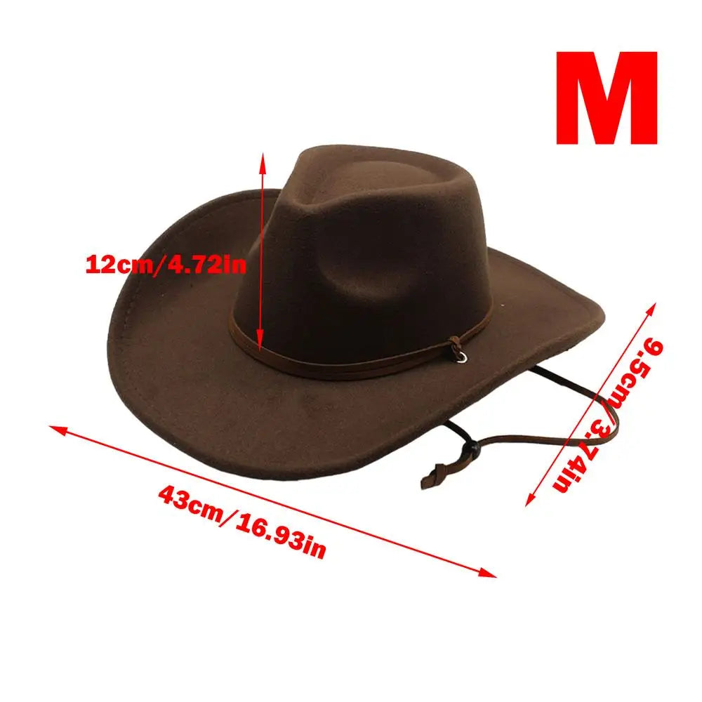 Cowboy Hat Vintage Western Men's Gentleman Sun Hat Lady Jazz Cowgirl Wide Brim Cloche Church Caps for Camping Riding horse