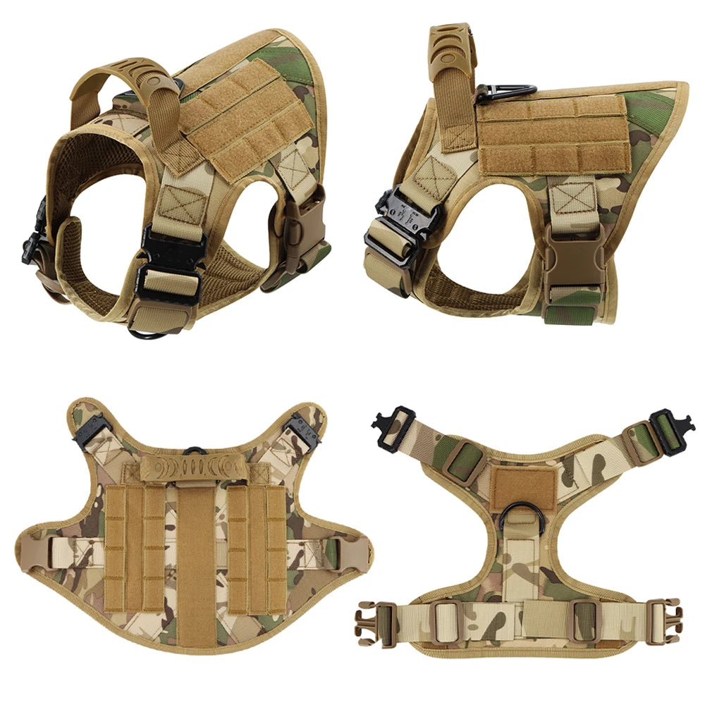 Large Dog Harness Collar Leash Set Military Dog K9 Harnesses Pet Tactical Vest Training German Shepherd For Medium Large Dogs