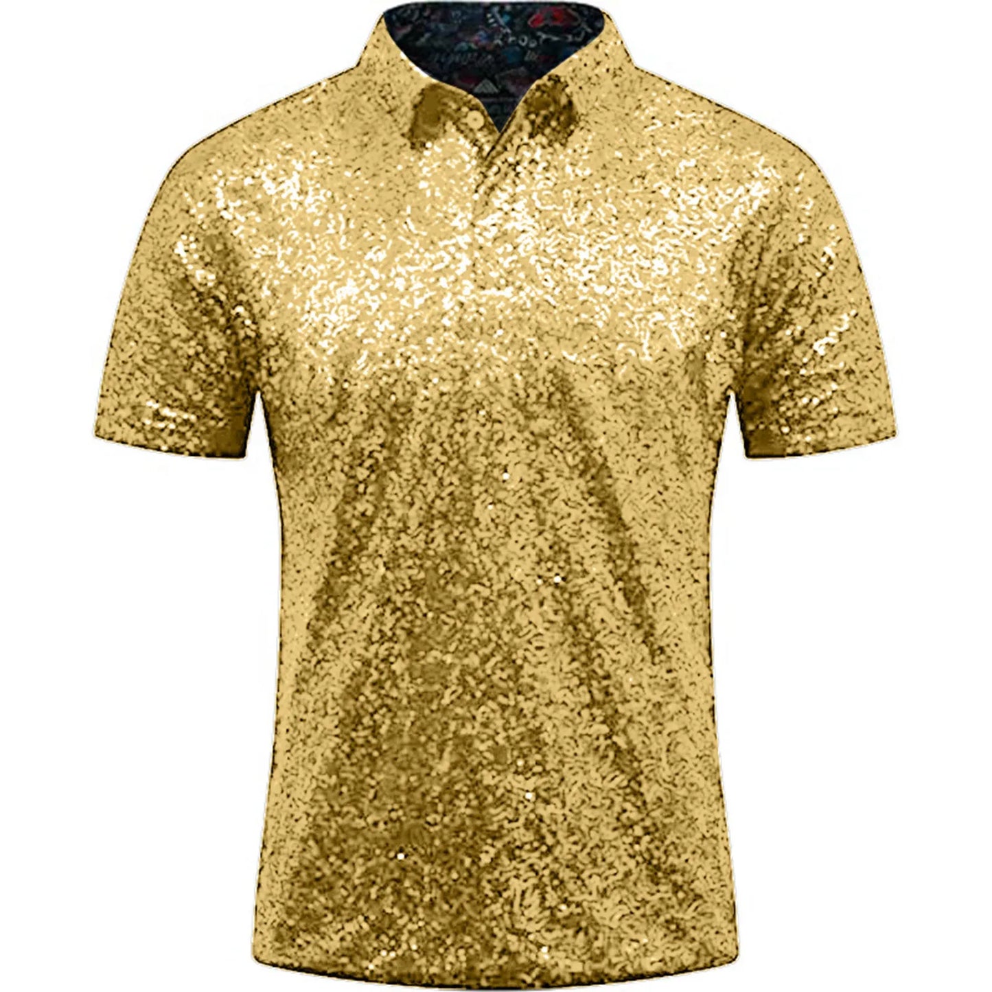 Men'S Relaxed Short Sleeve Turndown Sparkles Sequins Polos Shirts 70s Disco Nightclub Party T Shirts Shirt Men'S Clothing