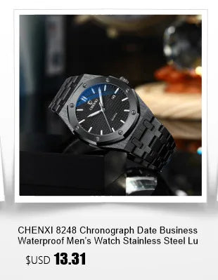 CHENXI 8222 Men's Quartz Watch Luxury Stainless Steel Wristwatch Waterproof Luminous Date Male Clock Watches Gift