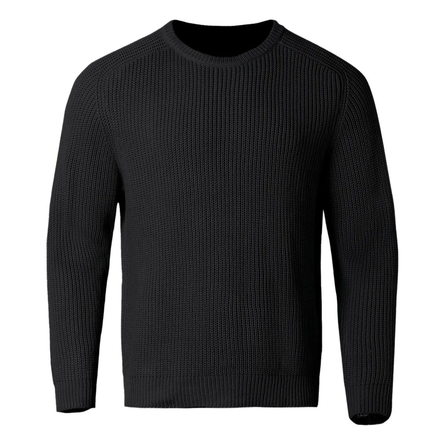 Autumn Winter Casual Brushed Knitted Sweater Men Round Neck Long Sleeve Base Shirt Tops Solid Color Loose Plain Sweaters