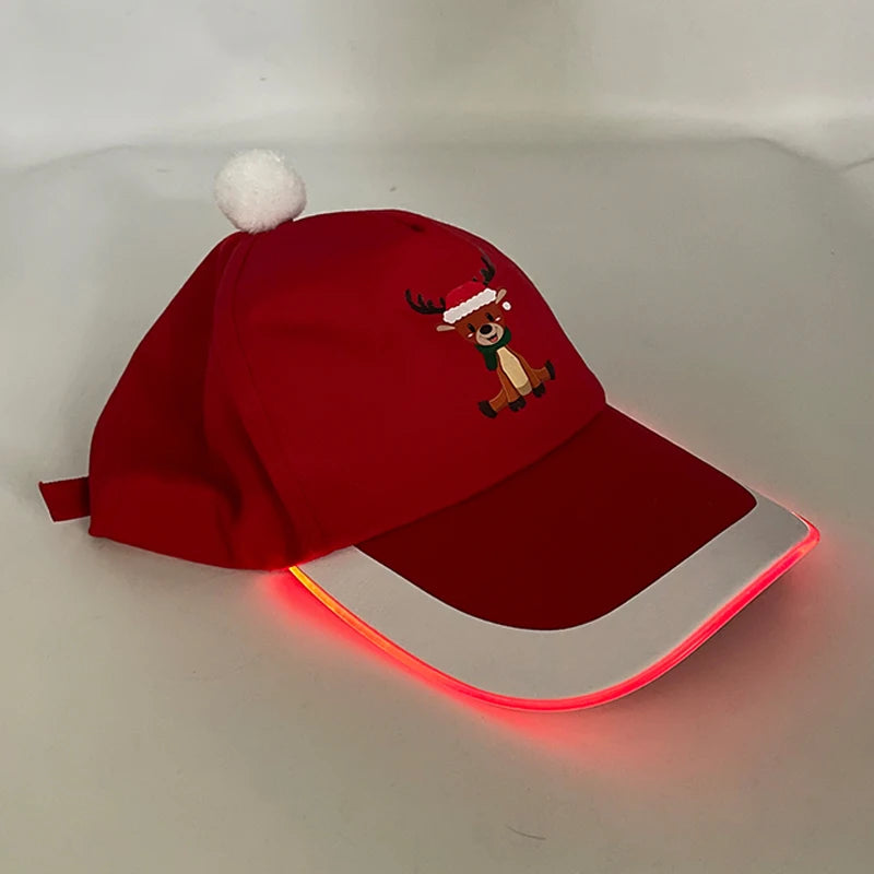 LED Christmas Baseball Hat Grand Event Christmas Reindeer Snowman Glow Props New Year’s Baseball Hats Xmas hat lighting