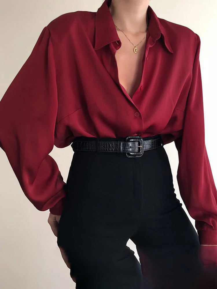 Women s Elegant V-Neck Blouse Ruffle Sleeve Button Down Shirt Stylish Loose Fit Lapel Top for Casual Wear