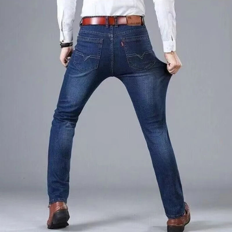 2024 new spring and fall fashion trend Handsome buttons high quality casual men's jeans pants straight pants loose pants