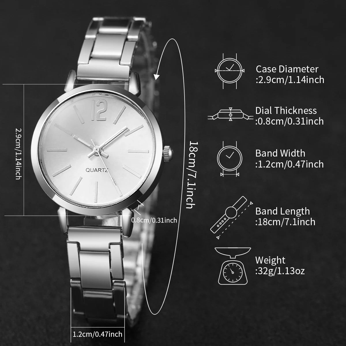 Fashion Women Casual Quartz Watch Love  2PCs Set