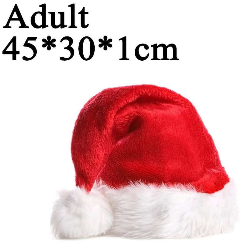 Comfortable Plush Christmas Hat Adult Children Soft Warm Caps Elastic Cap Circumference Santa Claus Hats Festival Dress Up Props