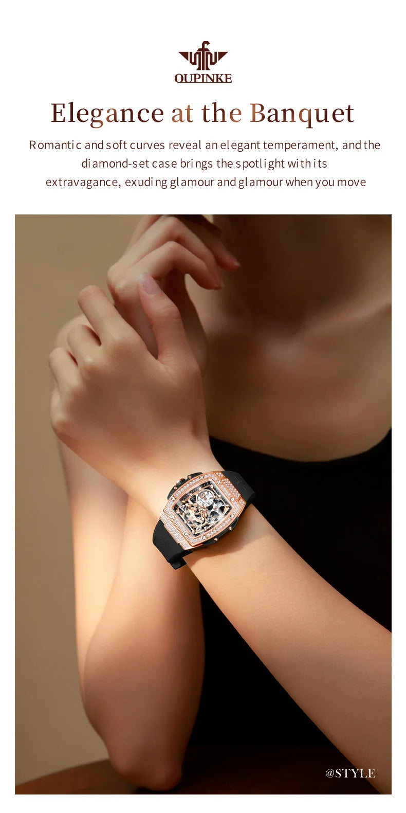 OUPINKE Original Brand Women's Watches fashion Imported Fully Automatic Mechanical Watch With Movement Waterproof Trend Watch