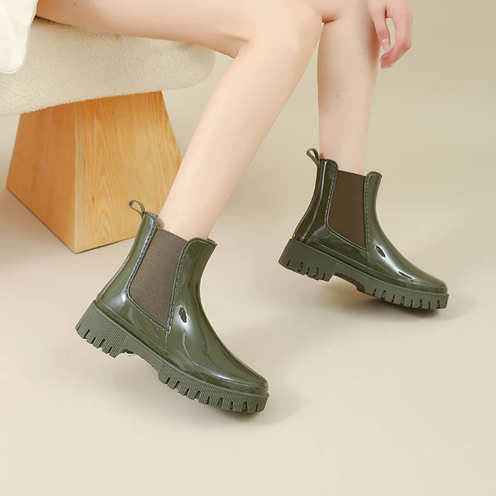 Women's Rain Boots Waterproof Chelsea Boots Anti-Slipping Ankle Rain Shoes Garden Shoes Outdoor Work Shoes