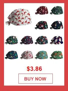 New Christmas Scrubs Caps Santa Claus Print Cap Pet Grooming Agency Work Scrubs Hat Beauty Work Hats Lab Nursing Cap