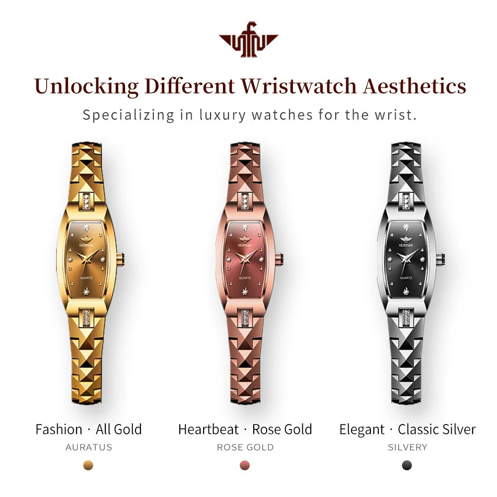 OUPINKE Luxury Brand Women's Watches Tungsten Steel Strip Swiss Movement Set Lady Watch Waterproof Sapphire Diamond Wristwatch