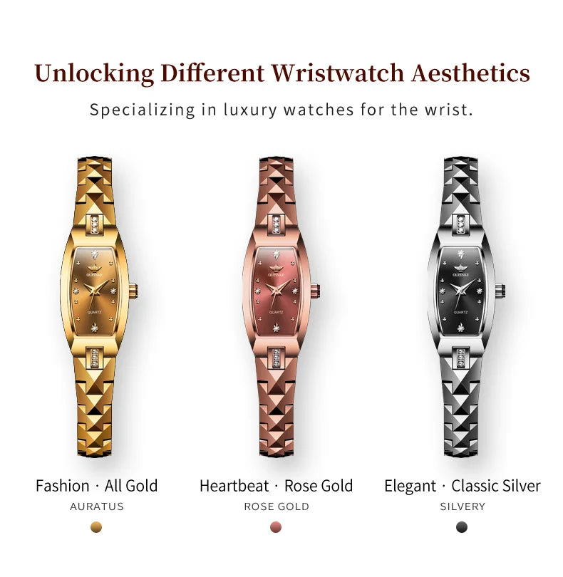 OUPINKE Luxury Brand Women's Watches Tungsten Steel Strip Swiss Movement Set Lady Watch Waterproof Sapphire Diamond Wristwatch