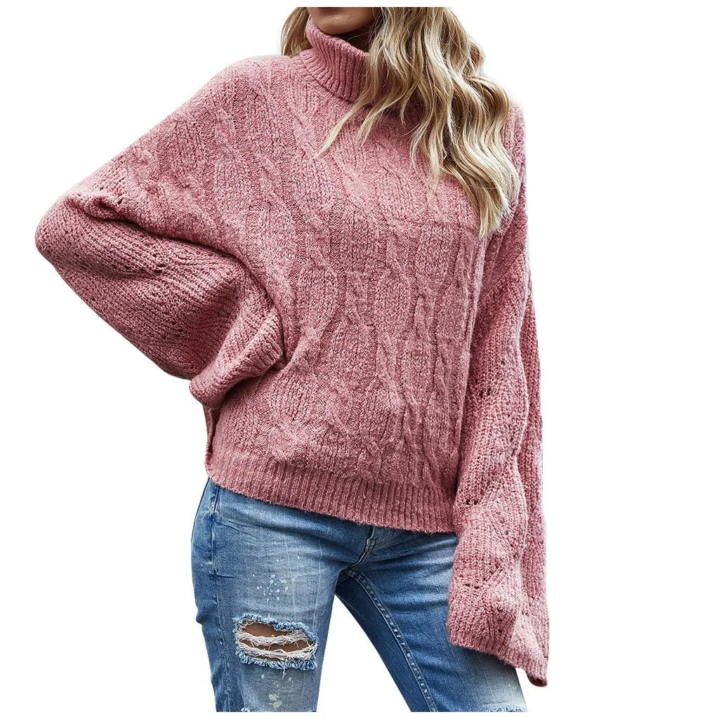 Turtleneck Twist Long Sleeve Sweater for Women 2024 Autumn Winter Korean Fashion New Style Solid Color Pullover Knitted Sweater