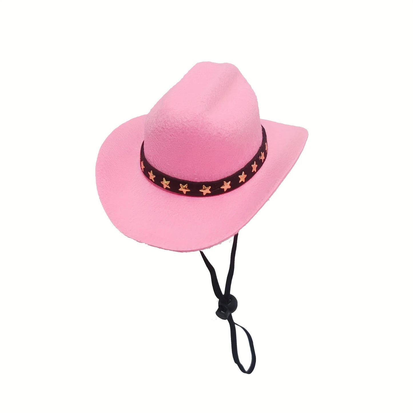 Chic Mini Cowboy Hat For Cats & Small Dogs With Star Accent - Adjustable Lace-Up Pet Accessory