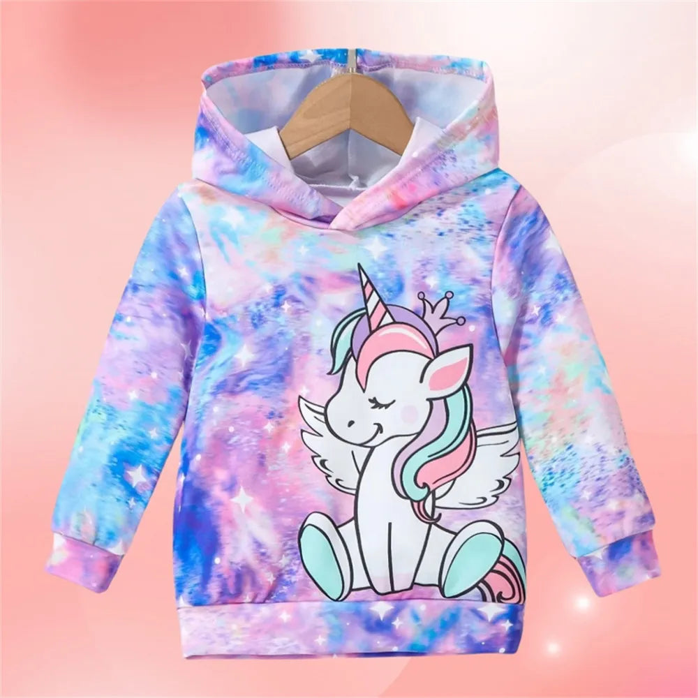 2024 Kawalii Girls Clothes Hoodies for Kids Cat Hoodie Fashion Cartoon Spring Autumn Casual Cartoon Print Sweaters for Children