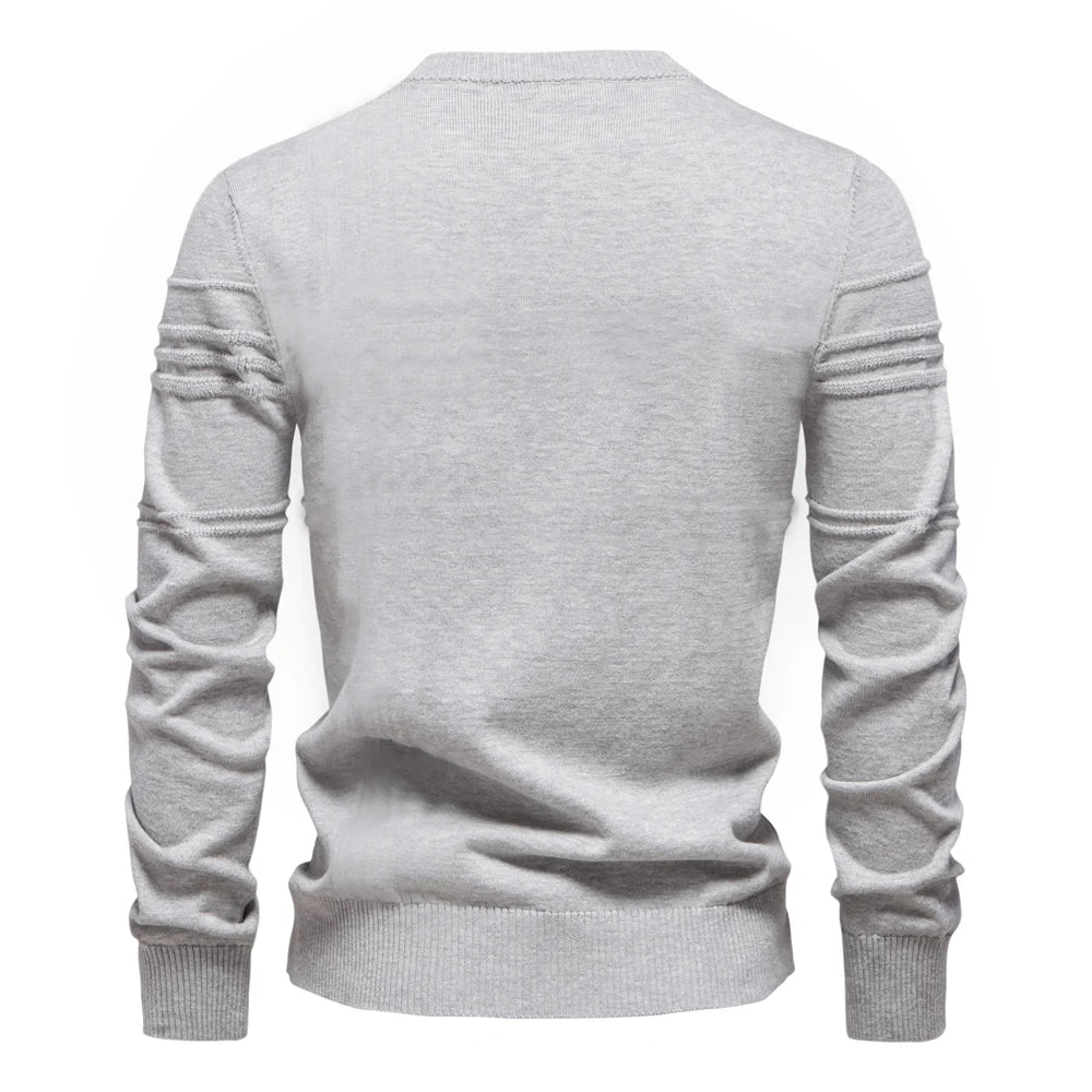 AIOPESON Mens Crewneck Pullover Sweater Knitted Cotton Stripped Quality Autumn Winter Warm Sweaters for Men