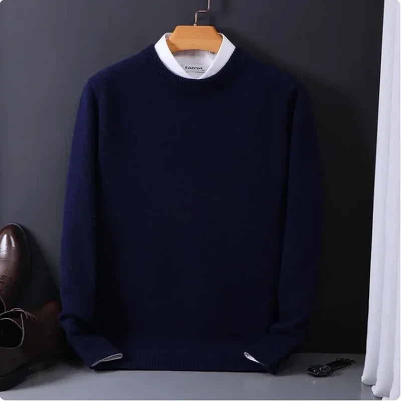 2024 Cashmere Sweater O-neck Pullovers Men's Loose Oversized M-3XL Knitted Bottom Shirt Autumn Winter New Korean Casual Men Top