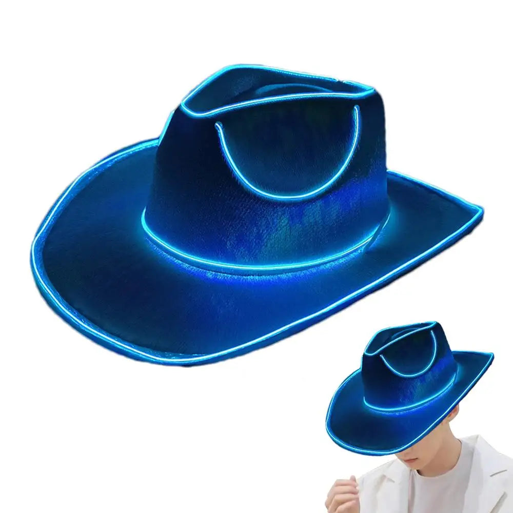 New Arrival Pearlescent Cowboy Hat Dance Costume Decorate Glowing Cowgirl Caps Glowing For Neon NightClub