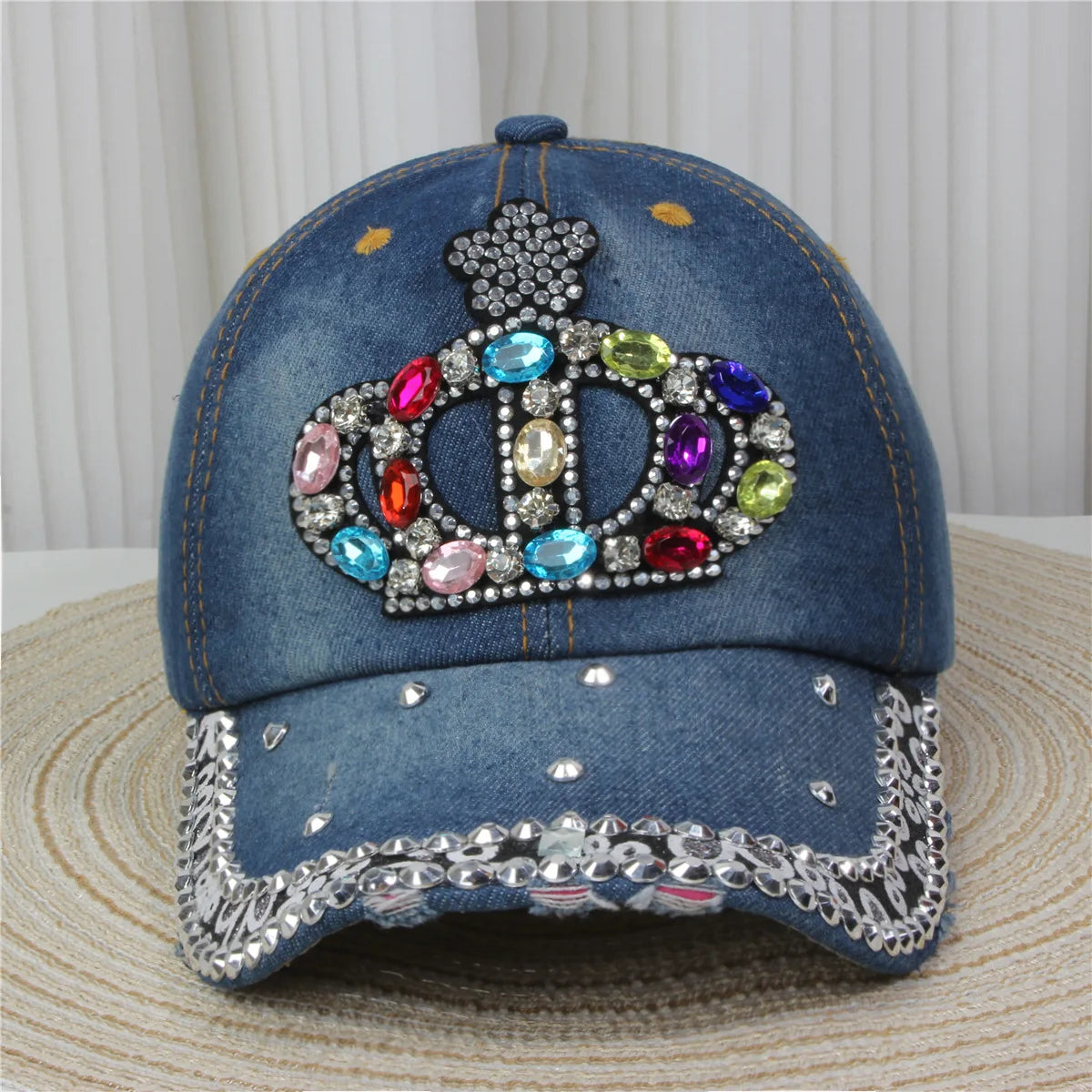 Women's Baseball Cap Diamond Painting Embroidery Flower Denim Snapback Hats Jeans Woman Female Cap Cowboy Summer Sun Hat