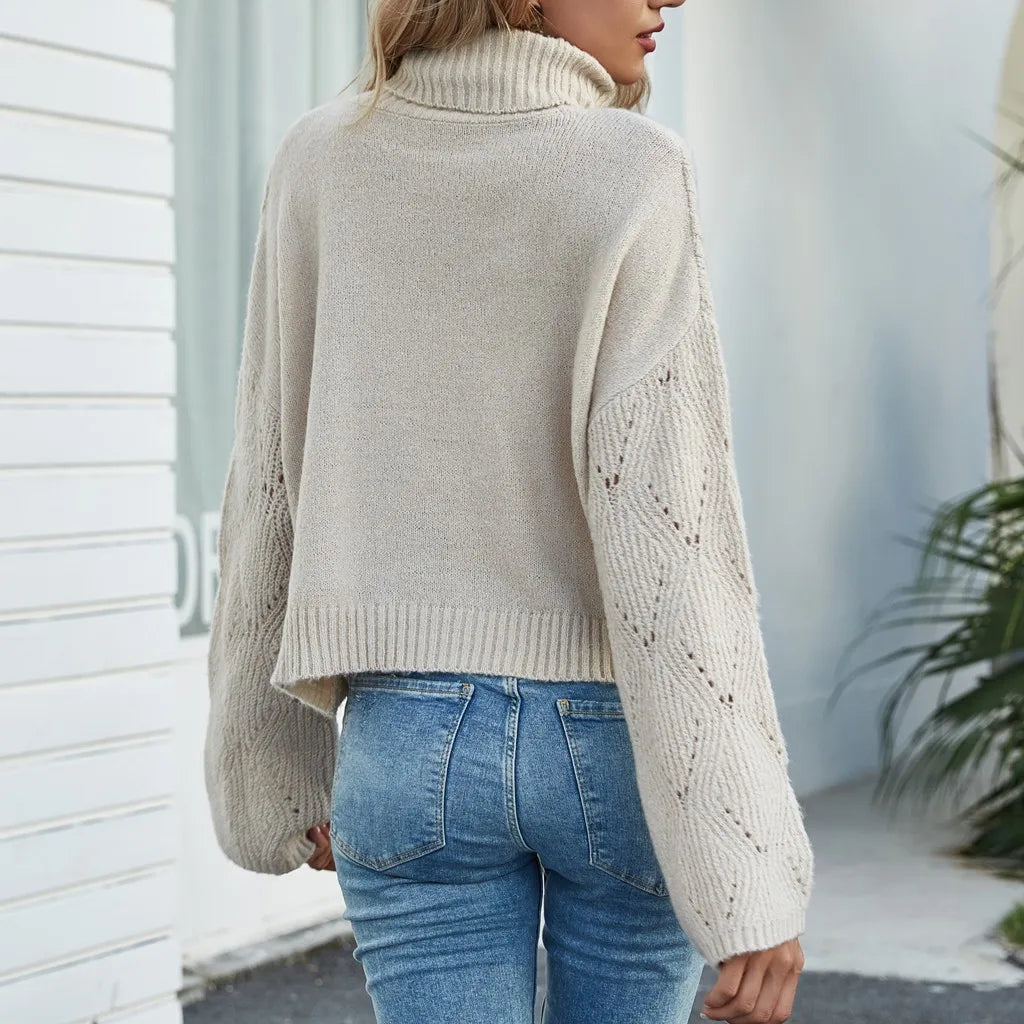 Turtleneck Twist Long Sleeve Sweater for Women 2024 Autumn Winter Korean Fashion New Style Solid Color Pullover Knitted Sweater