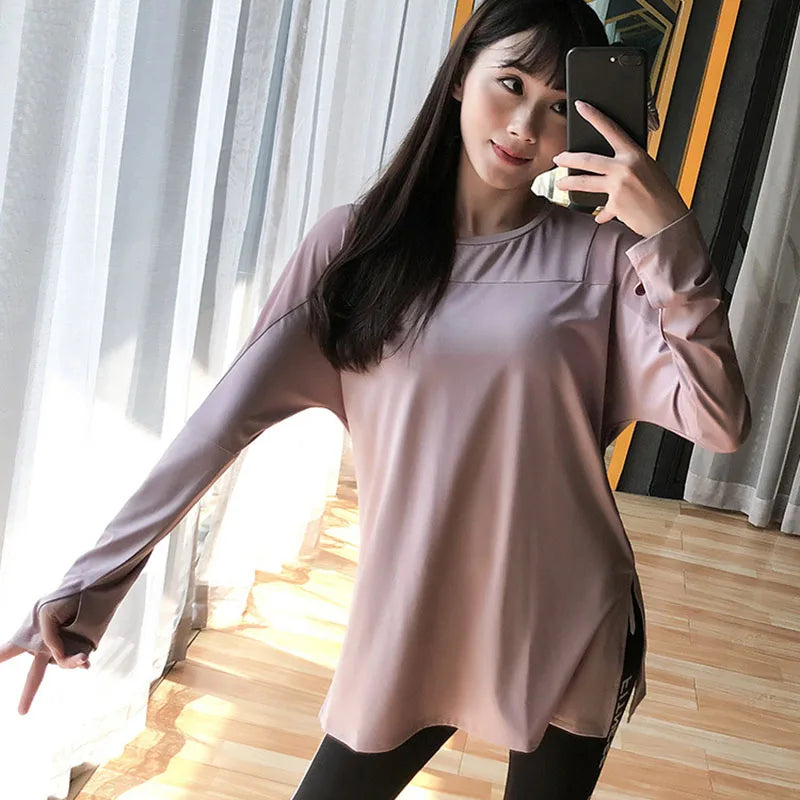 Long Sleeve Sports Top Women Fitness t shirt Quick Dry Yoga Top Running Jogging Workout Tops Female Gym Sport Shirts