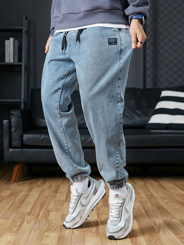 Big Size Men's Jogger Jeans 6XL 7XL 8XL Streetwear Black Blue Casual Denim Cargo Pants Stretch Cotton Taper Jeans Baggy Trousers