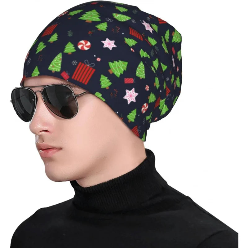 Christmas Cat Beanie Hat Chemo Headwear Slow Skull Sleep Cap for Women Men Winter Running