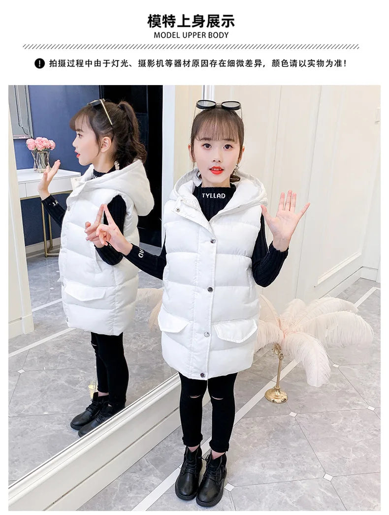 Child Waistcoat Children Outerwear Winter Coat Vest for Kids Clothes Fashion Warm Cotton Teen baby Girl Vest Jacket Parent-Child