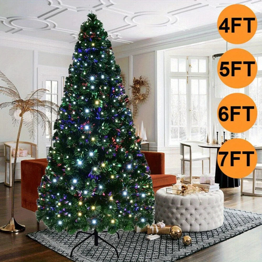 Pre-lit artificial Christmas tree fiber optic, with color-changing LED lights