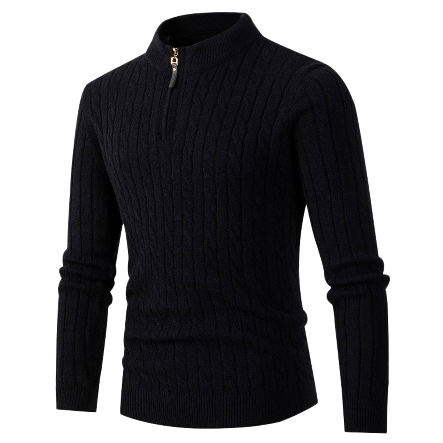 Men's Sweater Stand Collar Zipper Pullover Autumn Winter Casual Men's Warm Black Gray Khaki Blue Sweaters Vintage Sweater Men