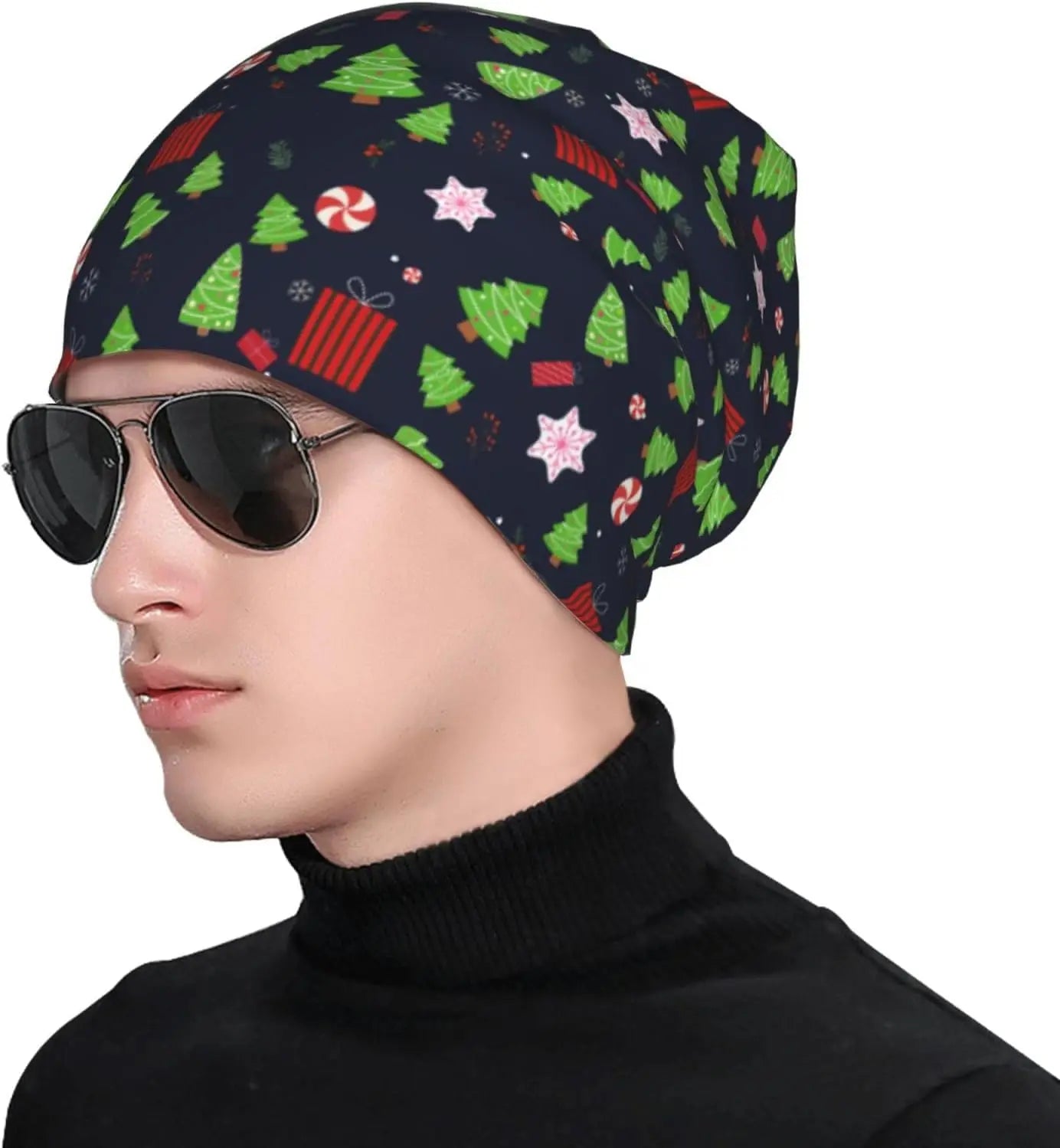 Christmas Cat Beanie Hat Chemo Headwear Slow Skull Sleep Cap for Women Men Winter Running