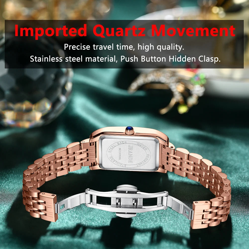 POEDAGAR High Quality Diamond Watch Top Brand Luxury Fashion Business Rectangle Waterproof Quartz Ladies Watches Stainless Steel