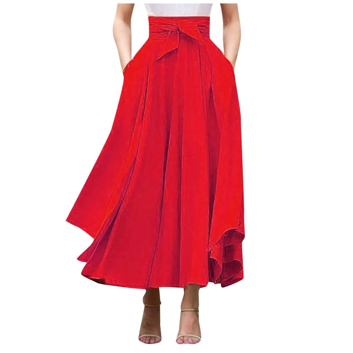 Elegant High Waist Skirt For Women Casual Bohemian Maxi Skirt With Pockets A Line Irregular Hem Long Maxi Skirts Outfits Summer