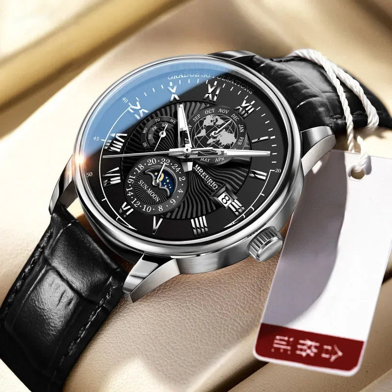 2024 Men Watch Fashion Top Luxury Sport Men's Wristwatch Waterproof Luminous Leather Date Quartz Watches Man Casual Clock