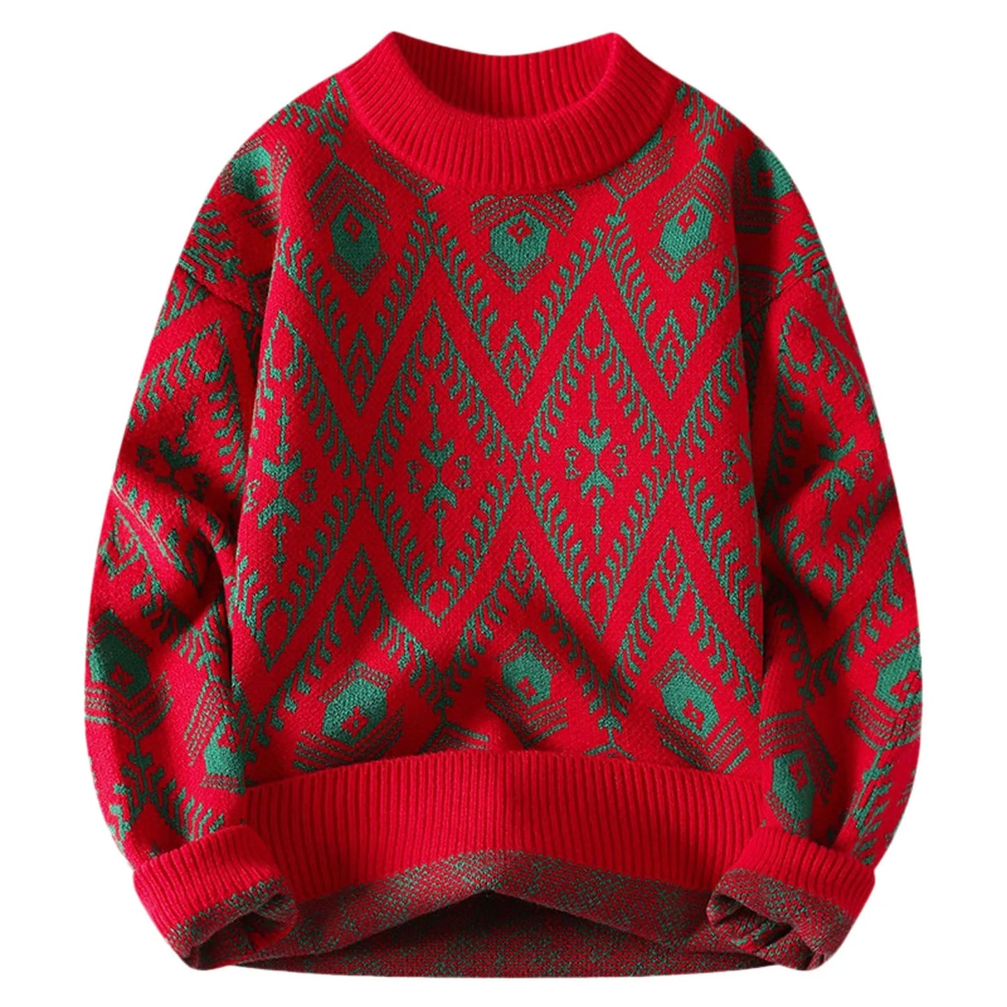 Autumn And Winter Men&Women Casual Christmas Sweater Basic Geometric Prints Pullover Kniited Sweater Soft Comfortable Sweaters