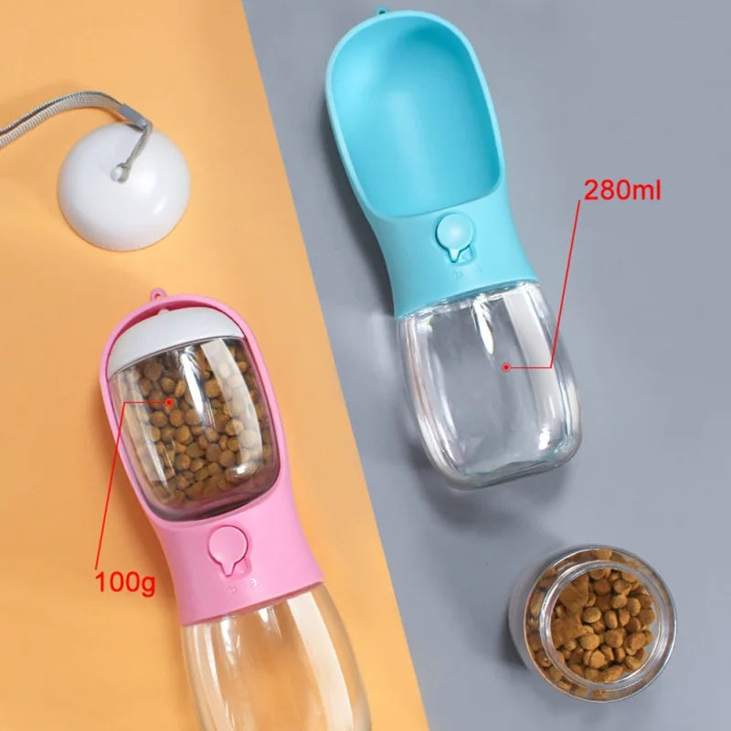 2 in 1 Portable Pet Dog Water and Food Bottle for Walking Feeder for Dogs Drinking Bottle Food Grade Material