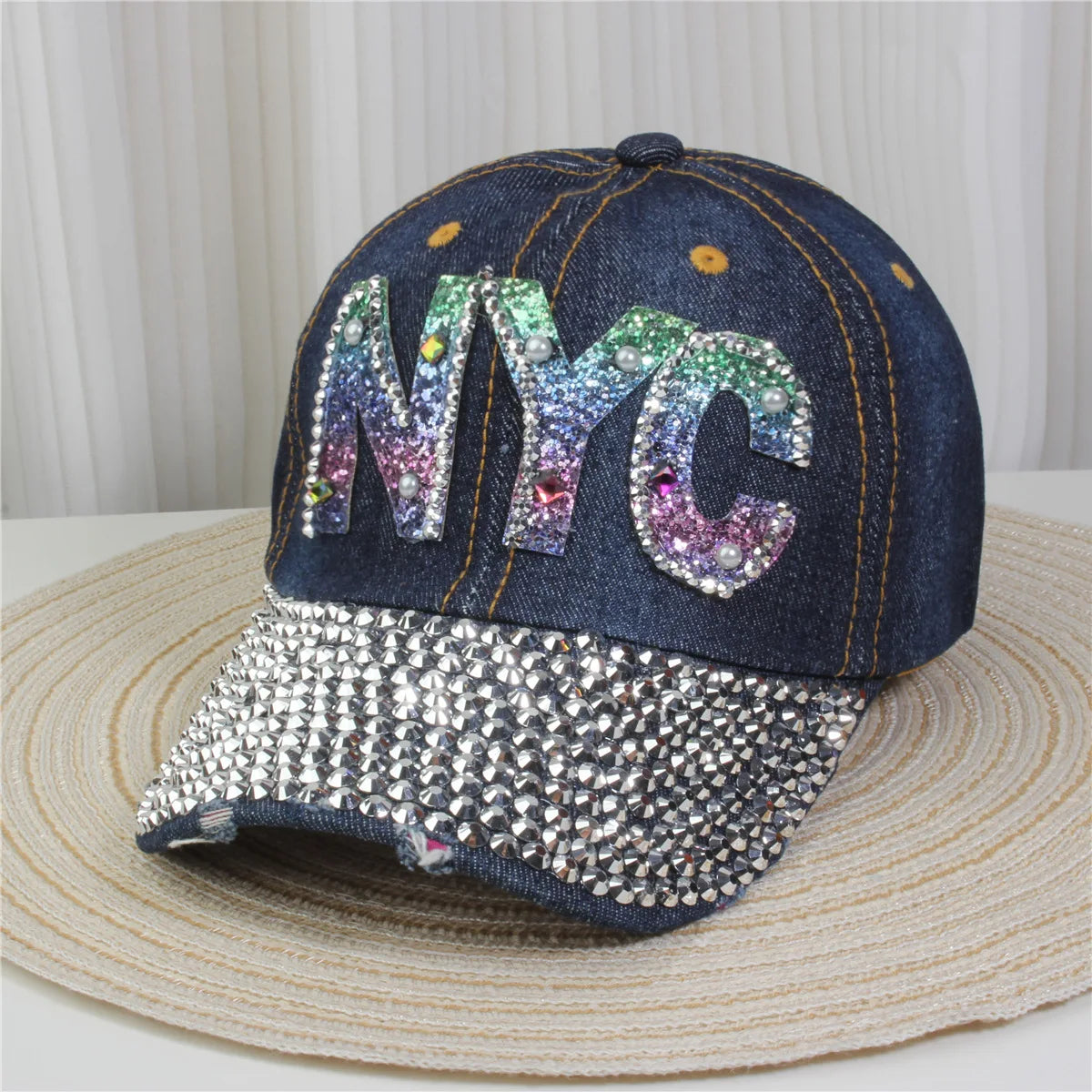 Women's Baseball Cap Diamond Painting Embroidery Flower Denim Snapback Hats Jeans Woman Female Cap Cowboy Summer Sun Hat