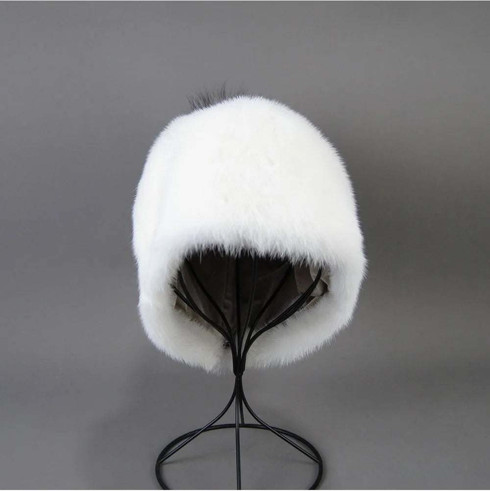 2023 Winter Real Natural Mink Fur Fox Hat for Women Thicken Warm Casual Pom New High Quality Girl Bobble  Christmas Knitted Cap