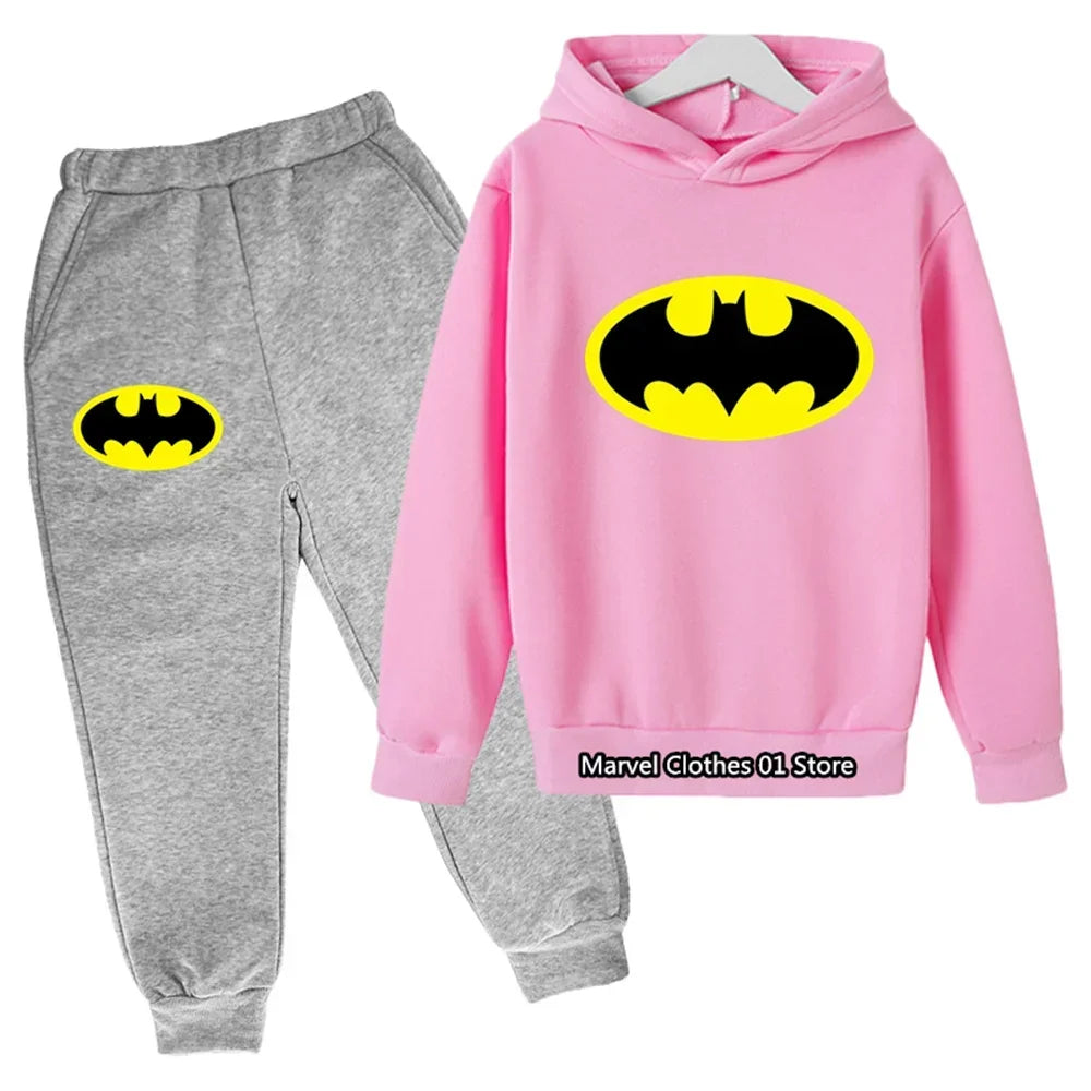 Batman- Hoodies Sets Kids Clothes Girls Clothing Tops Pants Suits 4-14 Years Old ports Suits Hoodies Sweater