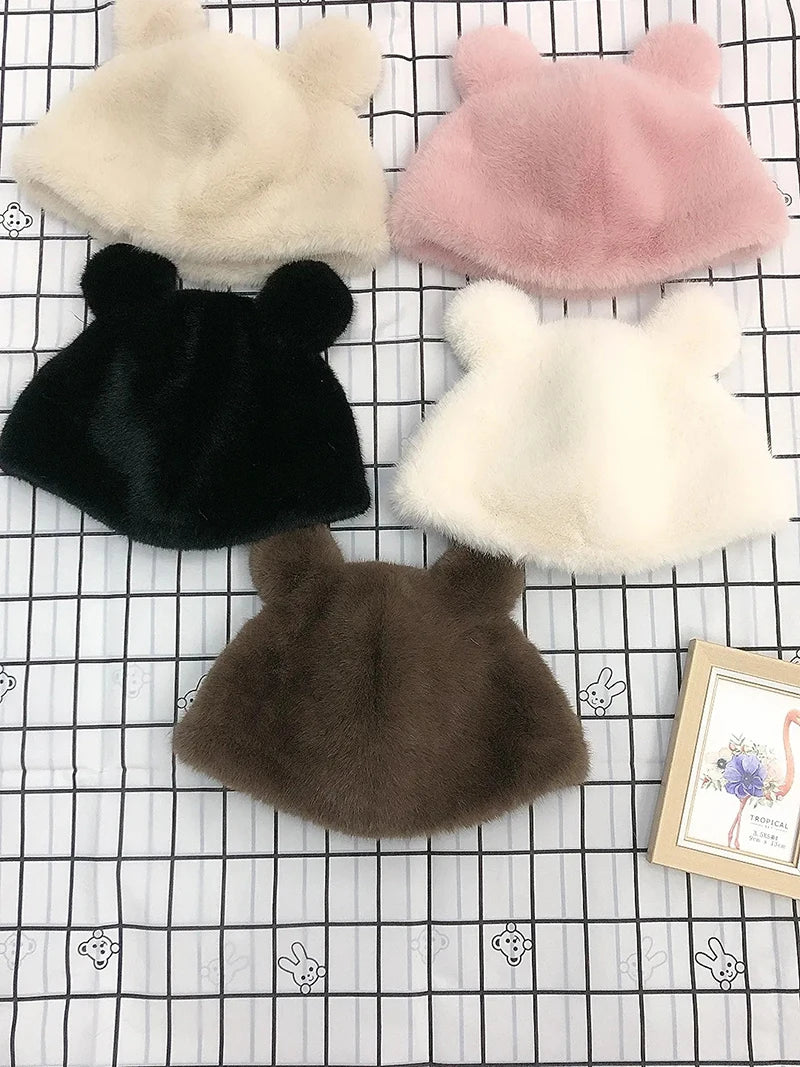 Luxury Lady Fake Cap Fashion Russian Fake Mink Hat Winter Warm Mink Fur Hats For Women Classic Luxury Caps Earflap Christmas Hat