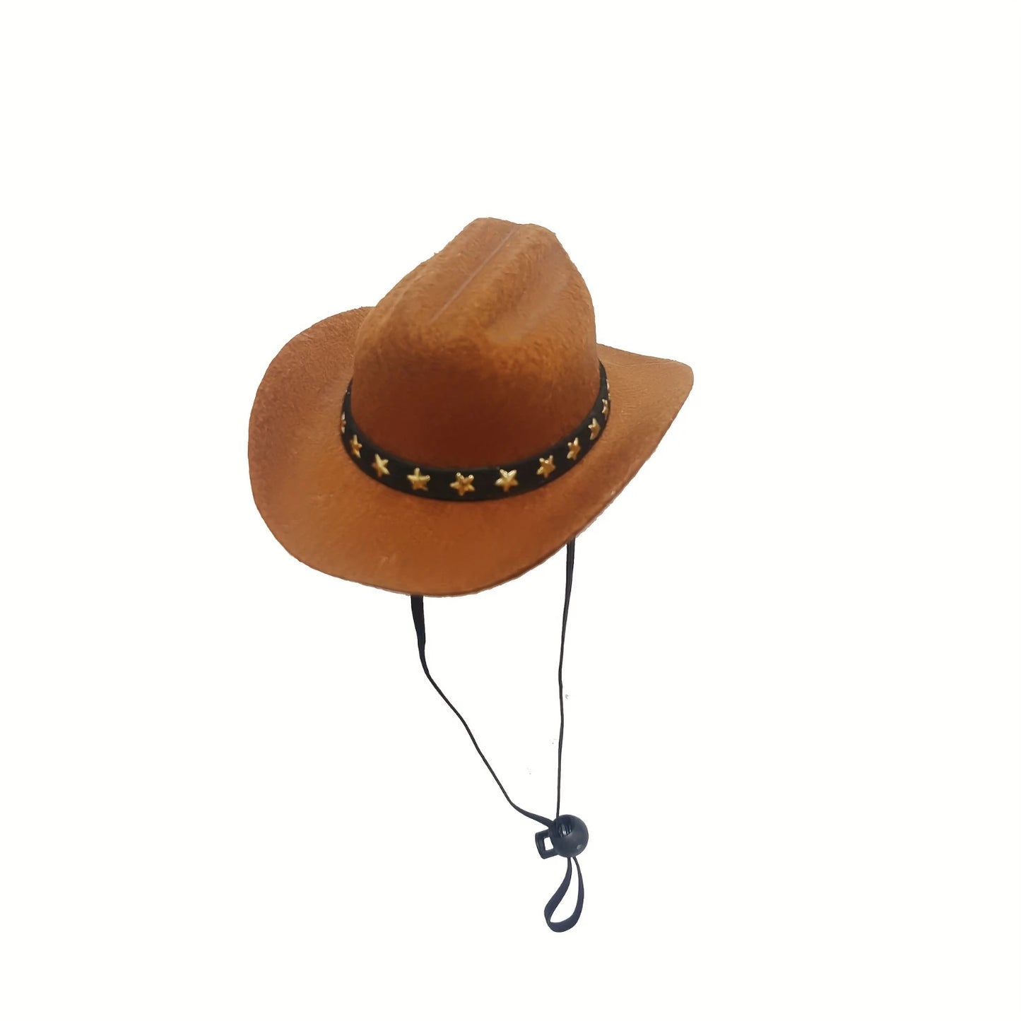 Chic Mini Cowboy Hat For Cats & Small Dogs With Star Accent - Adjustable Lace-Up Pet Accessory